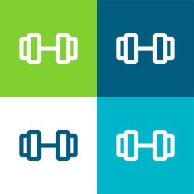 Barbell Flat four color minimal icon set clipart