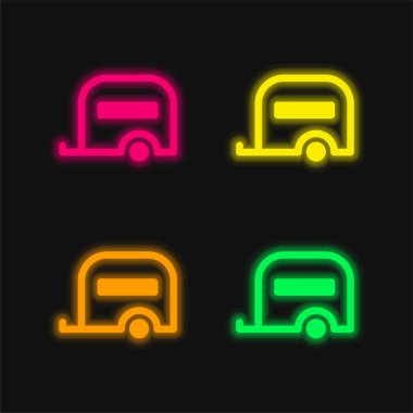 Büyük Karavan dört renkli parlayan neon vektör simgesi