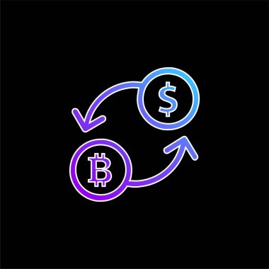Bitcoin Exchange Rate Symbol blue gradient vector icon clipart