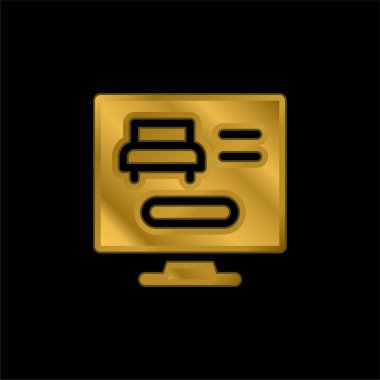 Çevrimiçi altın kaplama metalik simge veya logo vektörü rezervasyon ediliyor