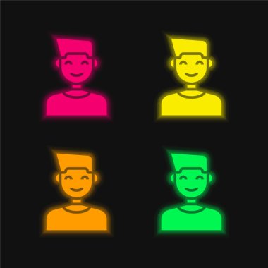 Dört renkli parlak neon vektör simgesi