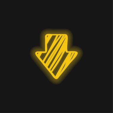 Arrow Down Çizilmiş Saptırılmış Sarı Parlak Neon simgesi