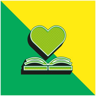Kitap Yeşil ve Sarı Modern 3D vektör simgesi logosu
