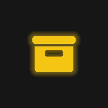 Arşiv İçi Dolu Kutu Sarı Parlak Neon simgesi