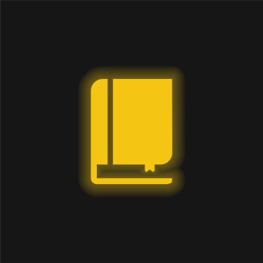 Kitap ve Yer İmleri sarı parlak neon simgesi