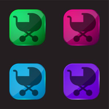 Bebek Arabası Dört renkli cam simge