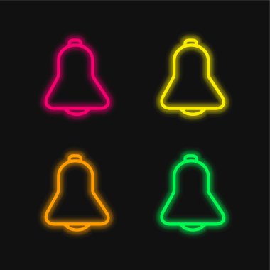 Çan Dış Hattı Arayüz Sembolü dört renkli neon vektör simgesi