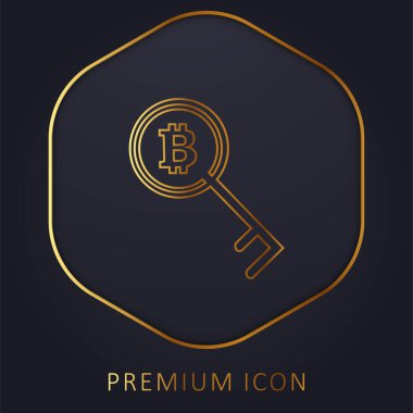 Bitcoin Anahtarı veya Parola Sembolü Altın Satır prim logosu veya simgesi