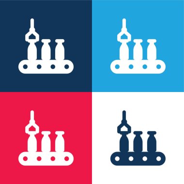 Assembly Line blue and red four color minimal icon set clipart