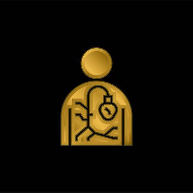 Ajiyografi altın kaplama metalik simge veya logo vektörü