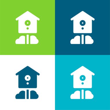 Kuş evi Düz 4 renk en küçük simge kümesi