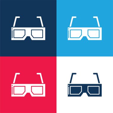 3D gözlük mavi ve kırmızı dört renk en az simge kümesi