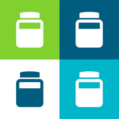 Kimyasal elementlerin şişesi Düz dört renk simgesi kümesi