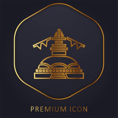 Boudhanath altın çizgisi prim logosu veya simgesi