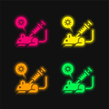 Animal Testing four color glowing neon vector icon clipart