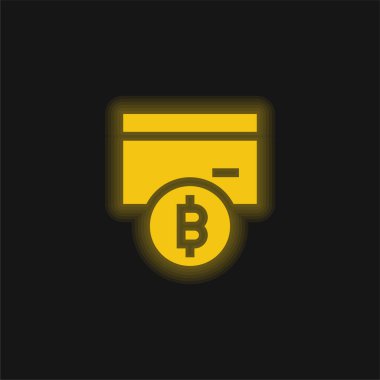 Bitcoin sarı parlayan neon simgesi