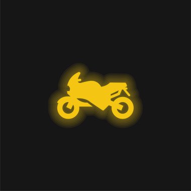 Bike yellow glowing neon icon clipart