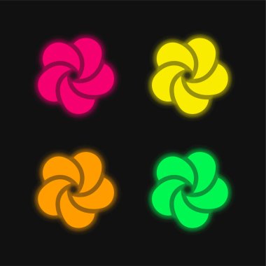 Ayurveda dört renk parlayan neon vektör simgesi