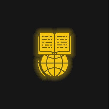 Kitap sarı parlak neon simgesi
