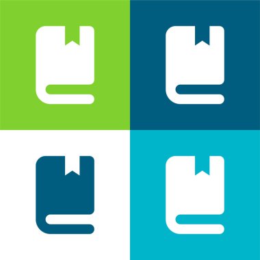 Kitap Düz 4 renk minimal simgesi seti