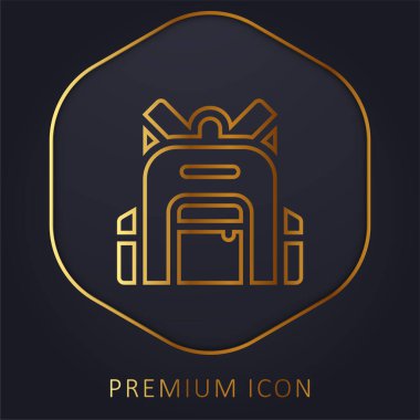 Sırt çantası altın çizgi premium logosu veya simgesi