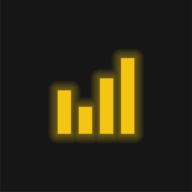 Çubuk Grafik sarı parlak neon simgesi