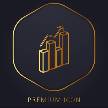 3d Veri Analizi Çubukları Grafik Altın Çizgi prim logosu veya simgesi