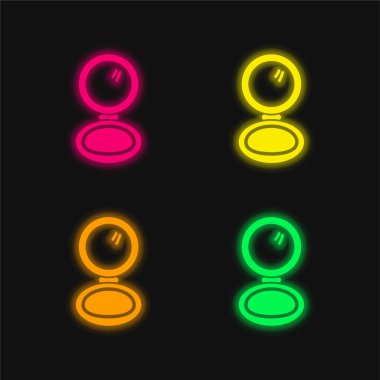 Allık Makyaj Çemberi Açılmış Dava Dört Renkli neon vektör simgesi