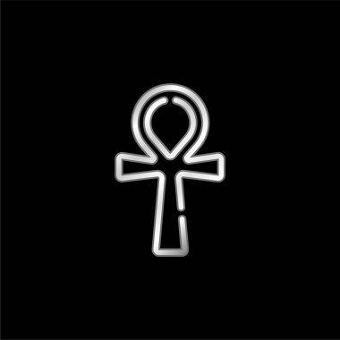 Ankh silver plated metallic icon clipart