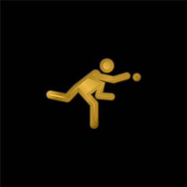 Beyzbol oyuncusu altın kaplama metalik simge veya logo vektörü