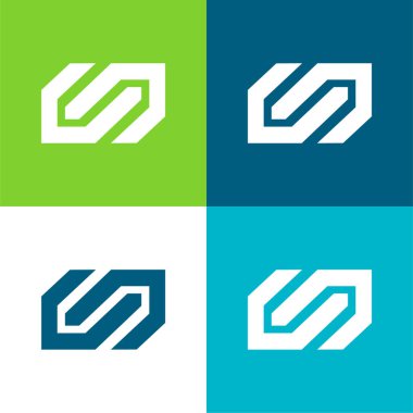 Barcelona Metro Logosu Düz 4 renk simgesi seti