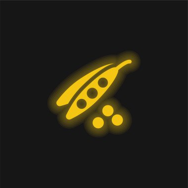 Fasulye tohumları sarı parlak neon simgesi