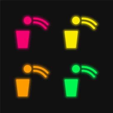 Bira Pong dört renk parlayan neon vektör simgesi