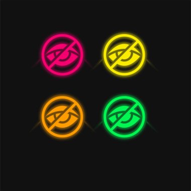 Kör dört renk parlayan neon vektör simgesi