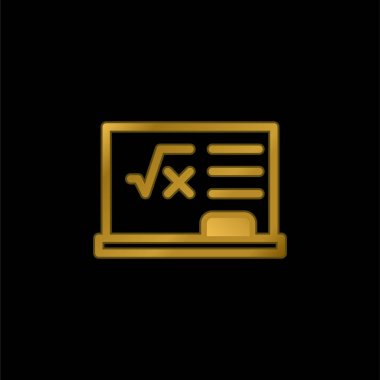 Blackboard gold plated metalic icon or logo vector clipart