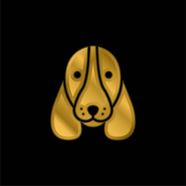 Basset Hound Dog Head Altın kaplama metalik simge veya logo vektörü