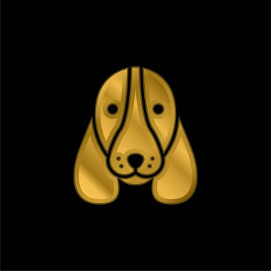 Basset Hound Dog Head gold plated metalic icon or logo vector clipart