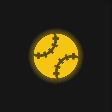 Beyzbol topu sarı parlak neon ikonu