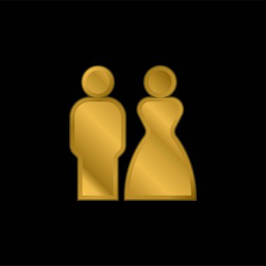Gelin ve Damat altın kaplama metalik simge veya logo vektörü