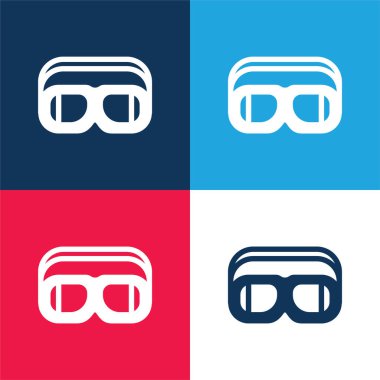 Aeroplane Pilot Glasses blue and red four color minimal icon set clipart