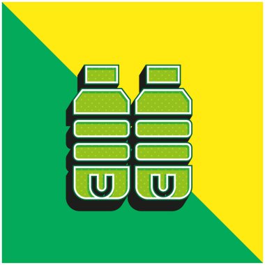 Şişeler yeşil ve sarı modern 3d vektör simgesi logosu