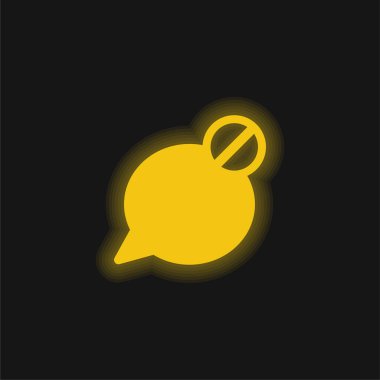 Block Speech Bubble yellow glowing neon icon clipart