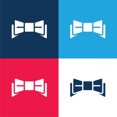 Bow blue and red four color minimal icon set clipart