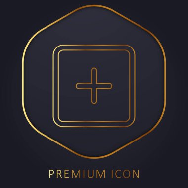 Add Square Outlined Interface Button golden line premium logo or icon clipart