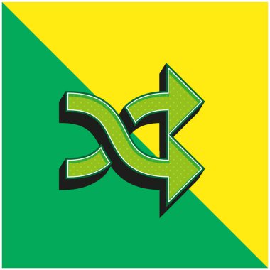 Çapraz Oklar Çift Yeşil ve Sarı 3D vektör simgesi logosu