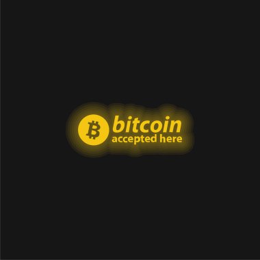 Bitcoin Kabul Edildi Burada logo sarı parlak neon simgesi