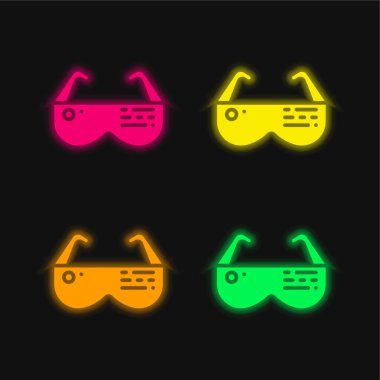 Ar Glasses four color glowing neon vector icon clipart svg vector 