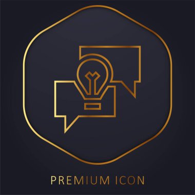 Beyin fırtınası yapan altın çizgi prim logosu veya simgesi