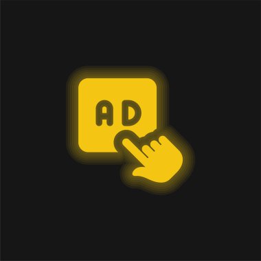 Ads yellow glowing neon icon clipart