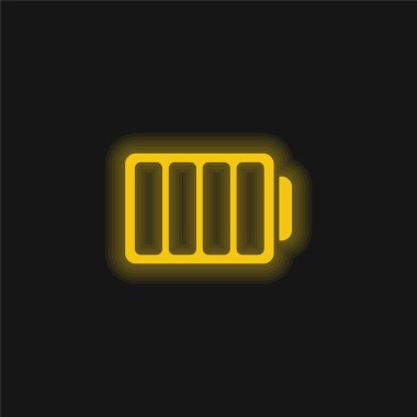 Dört Boş Bölümlü Batarya Sarı parlak neon simgesi